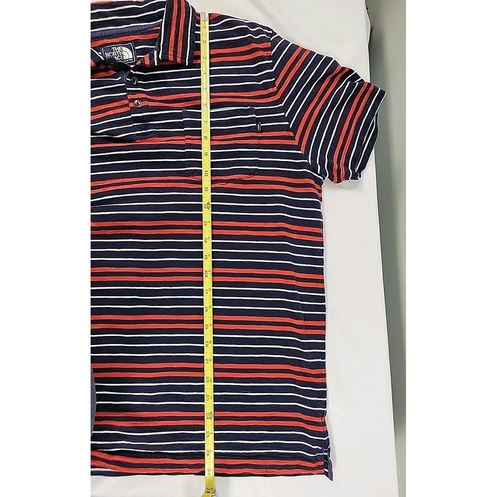 The North Face Men's Golf Polo Shirt Red White Blue Striped Size Large Cotton - Picture 7 of 10